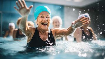 Pratiquer une forme intense d’aquagym ou HIIT dans l'eau permet l’amélioration de la capacité d’exercice, de la mobilité et de la qualité de vie (Visuel Adobe Stock 644998712). Pratiquer une forme intense d’aquagym ou HIIT dans l'eau permet l’amélioration de la capacité d’exercice, de la mobilité et de la qualité de vie (Visuel Adobe Stock 644998712).