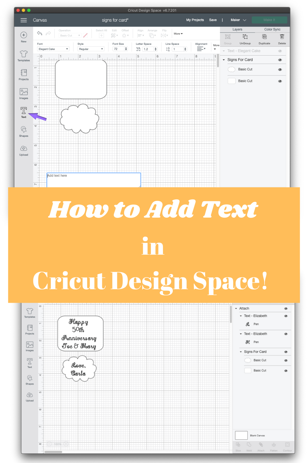 Adding Text in Cricut Design Space