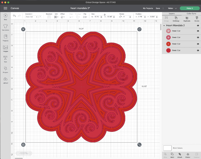 Heart Mandala 2 in design space