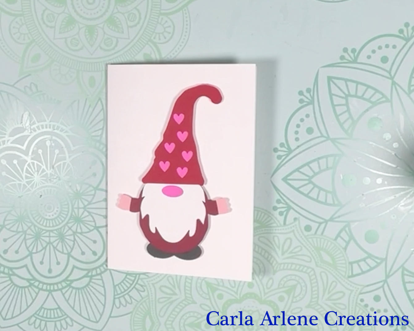 valentine gnome card gnome added to front of card