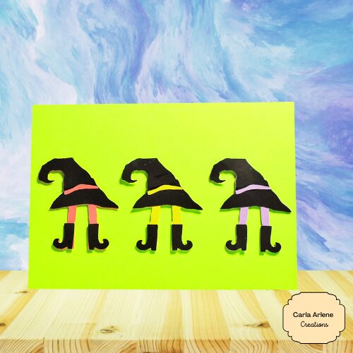 witch hat and boots card