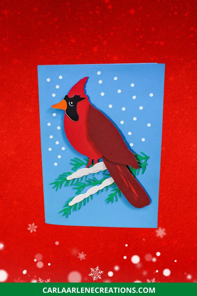 snowy cardinal card Pinterest pin