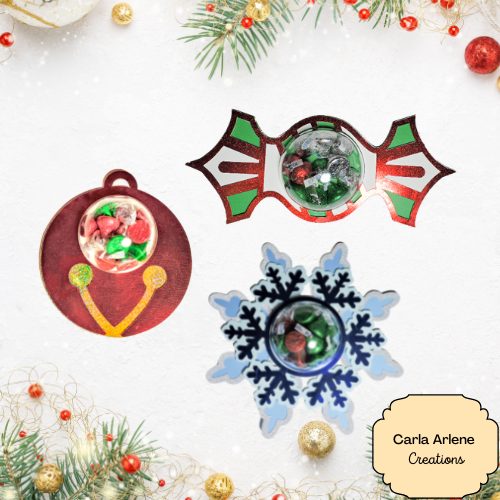 Christmas Candy Holders:  Piece of Candy, Jingle Bell and Snowflake SVG Files