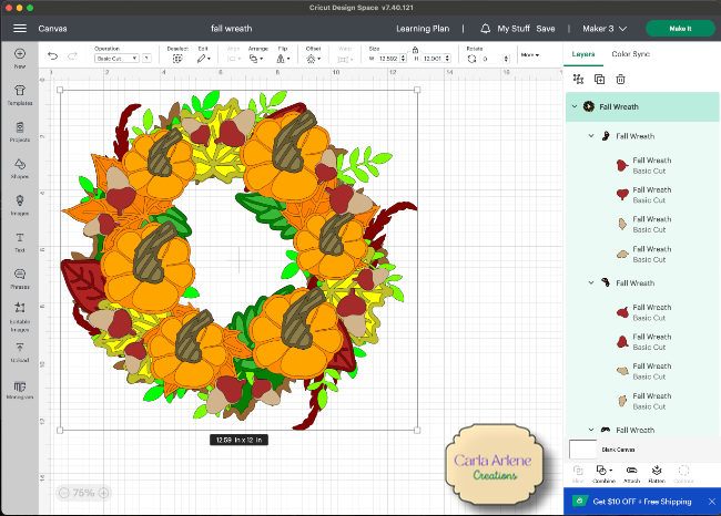 fall wreath in design space